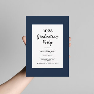 Classy Navy Blue Graduation Party Invitation