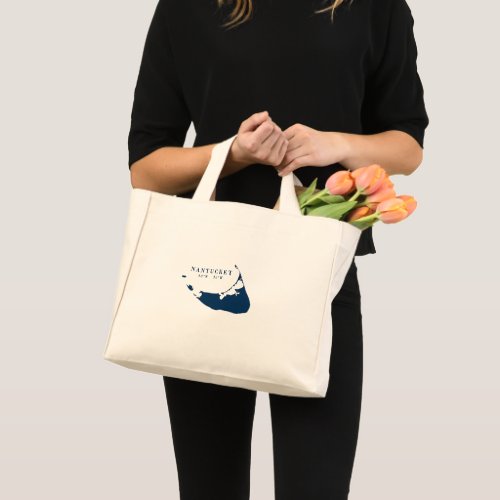 Classy Navy Blue Nantucket Map with Coordinates Mini Tote Bag