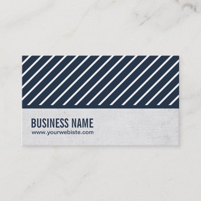 Classy Navy Blue Striped Optical Business Card (Front)