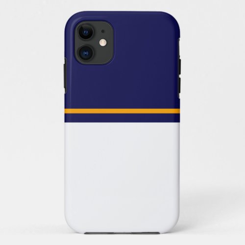 Classy Navy Blue White Color Block Yellow Stripe  iPhone 11 Case