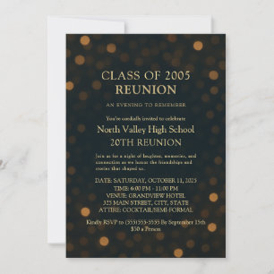 Classy Navy Gold 20th Class Reunion Invitation