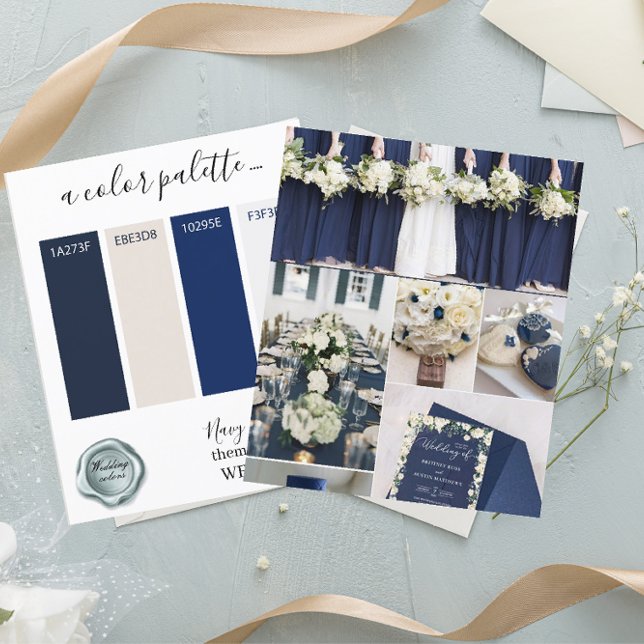 Classy Navy Ivory Wedding colors Palette Card 2024 (Creator Uploaded)