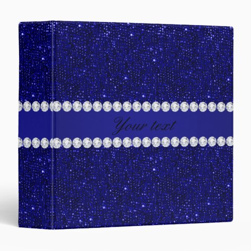 Classy Navy Sequins and Diamonds Personalized Binder