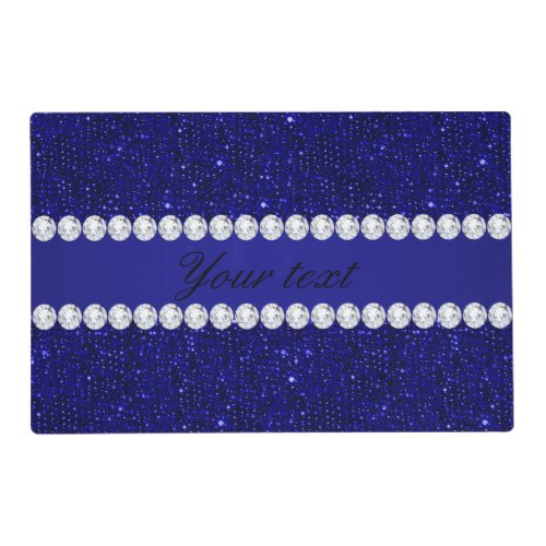 Classy Navy Sequins and Diamonds Personalized Placemat