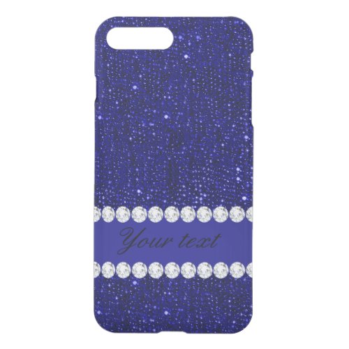 Classy Navy Sequins and Diamonds Personalized iPhone 8 Plus7 Plus Case