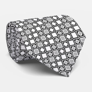 Classy Necktie With Black White Gray Retro Pattern