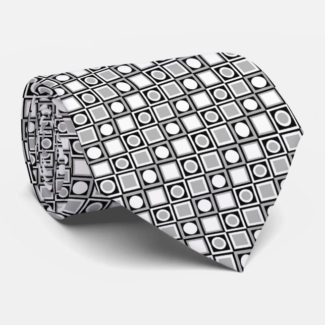 Classy Necktie With Black White Gray Retro Pattern (Rolled)