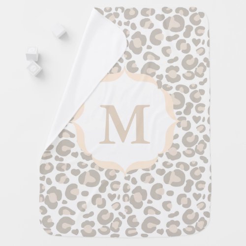 Classy Neutral Cheetah Print  Babys Initial Stroller Blanket