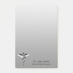 Classy Noble Caduceus Medical Elegant Black White Post-it Notes