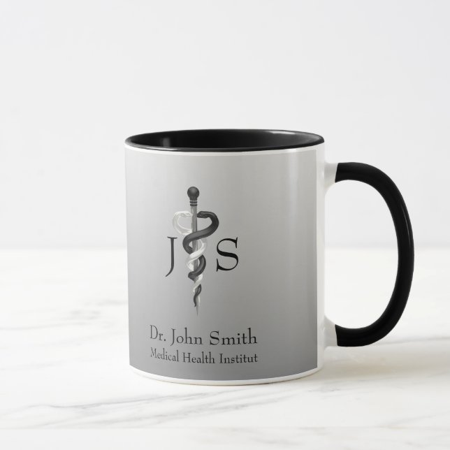 Classy Noble Elegant Medical Black White Asclepius Mug (Right)