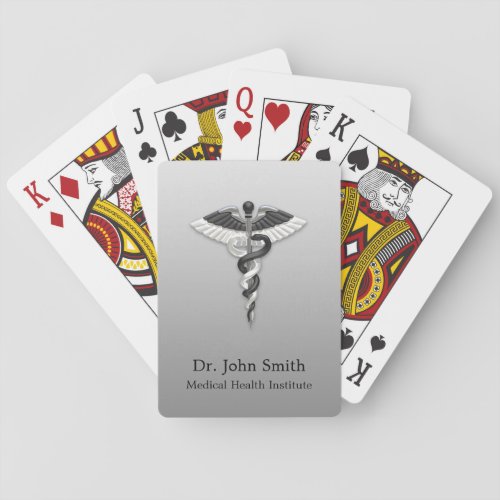Classy Noble Medical Caduceus Elegant Black White Playing Cards
