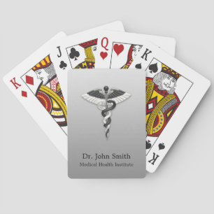 Classy Noble Medical Caduceus Elegant Black White Poker Cards