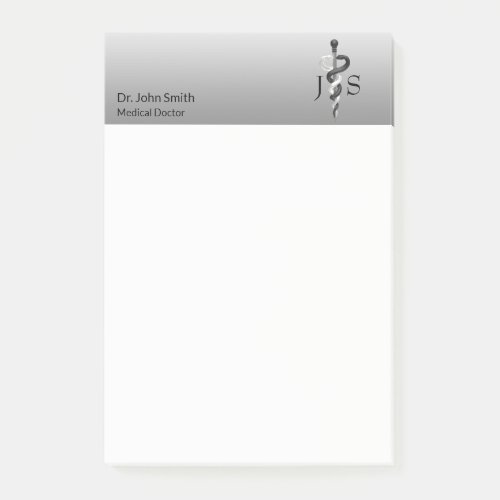 Classy Noble Medical Elegant Black White Asclepius Post_it Notes