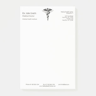 Classy Noble Medical Elegant Black White Caduceus Post-it Notes