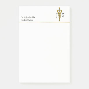 Classy Noble Medical Elegant Gold Silver Asclepius Post-it Notes