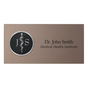 Classy Noble Medical Silver Rod of Asclepius Door Sign