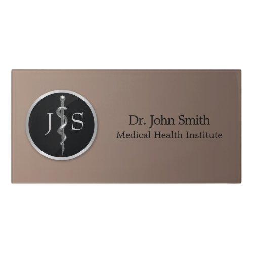 Classy Noble Medical Silver Rod of Asclepius Door Sign