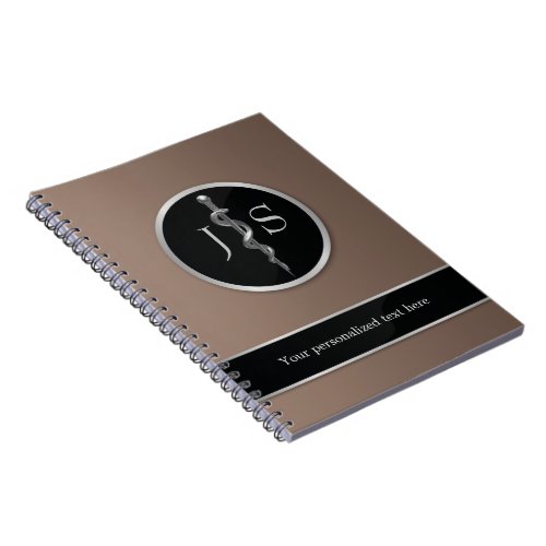 Classy Noble Rod of Asclepius Medical Silver Notebook