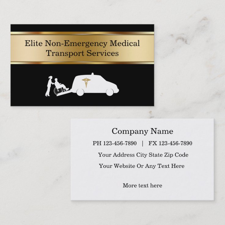 Classy Non Emergency Medical Transport Business Card Zazzle