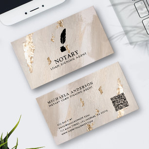 Classy Notary Loan Signing Agent QR Code Gold Foil Business Card