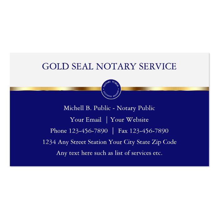 Classy Notary Public Business Cards Zazzle