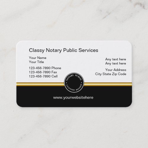 Classy Notary Public Business Cards