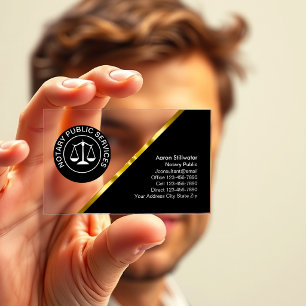 Classy Notary Public Clear Business Cards