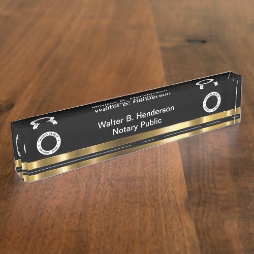 Classy Notary Public Desk Name Plate