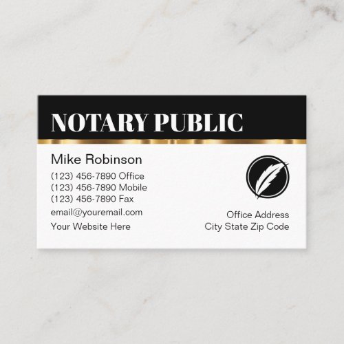 Classy Notary Public Editable Business Cards