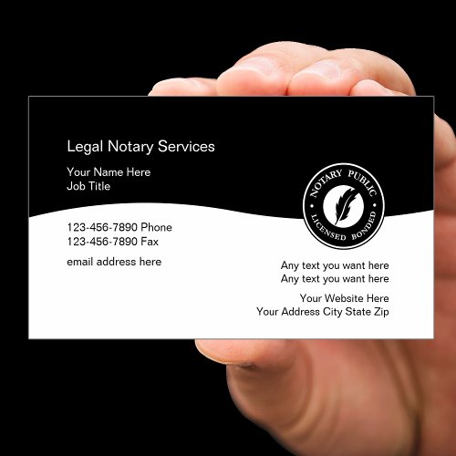 Classy Notary Public Modern Business Card Template