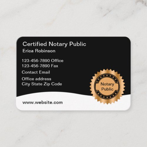 Classy Notary Public Seal Theme Business Cards
