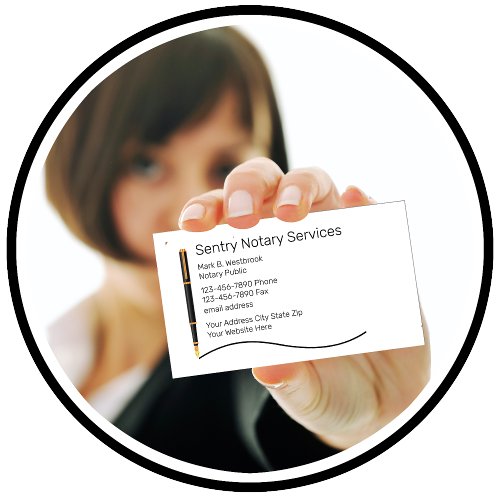 Classy Notary Public Services Business Card
