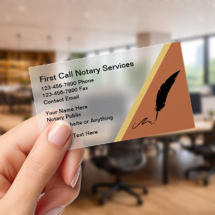 Classy Notary Public Services Clear Business Cards
