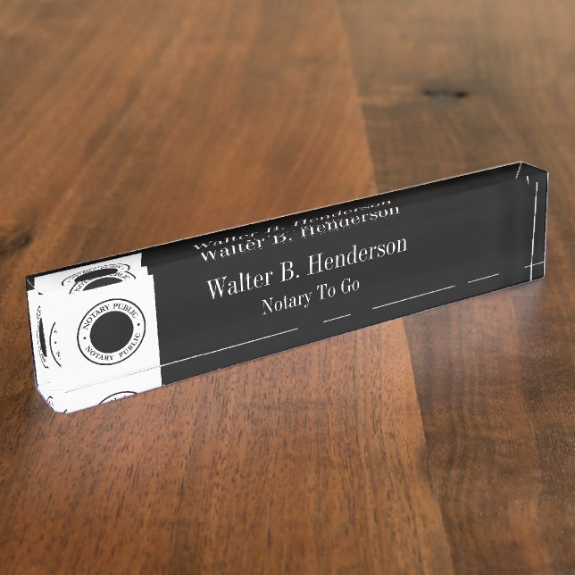 Classy Notary Public Staff Desk Plaque Desk Name Plate (Side)
