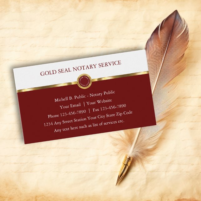 Classy Notary Public Upscale Business Cards (Creator Uploaded)