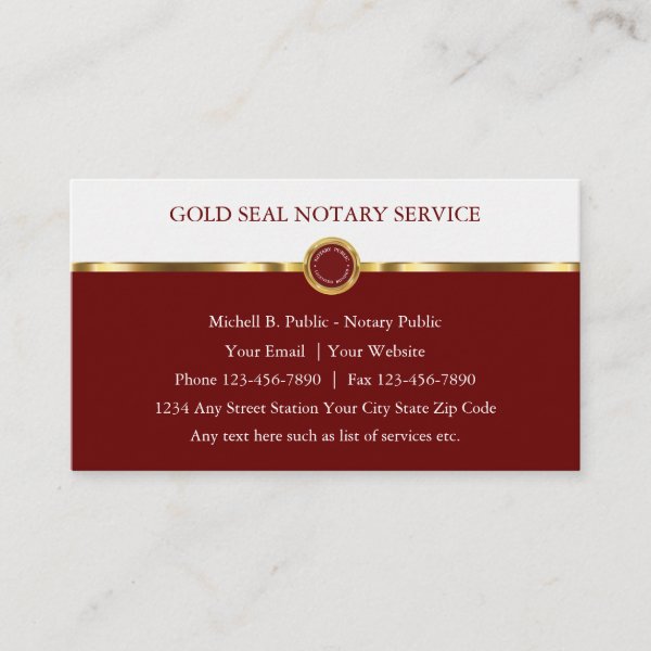 Classy Notary Public Upscale Business Cards Custom Products