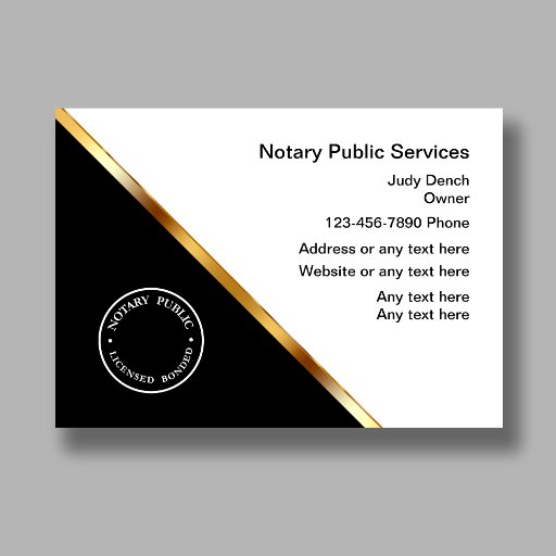 Customizable Classy Notary Service Business Cards