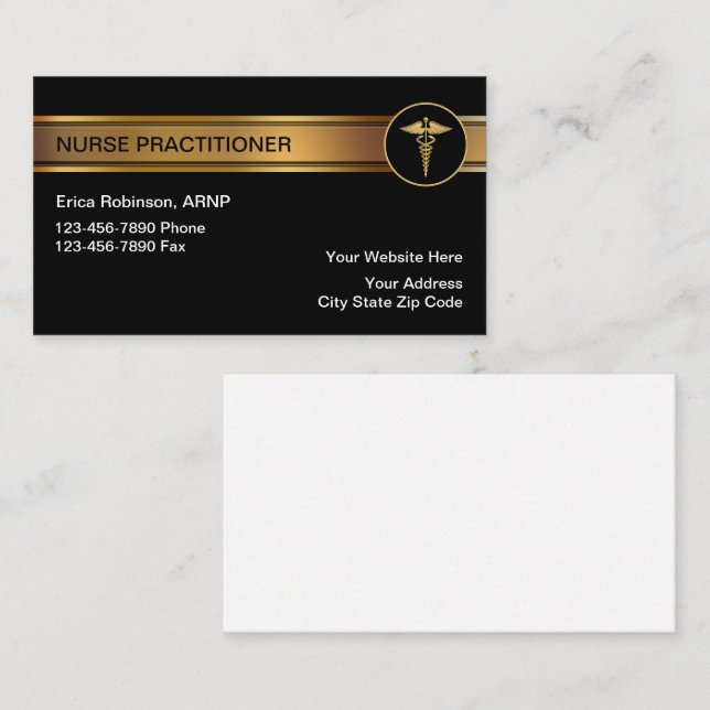 Classy Nurse Practitioner Business Cards (Front/Back)