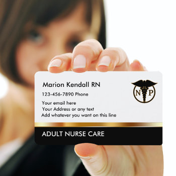 Classy Nurse Practitioner Design Business Card by Luckyturtle at Zazzle
