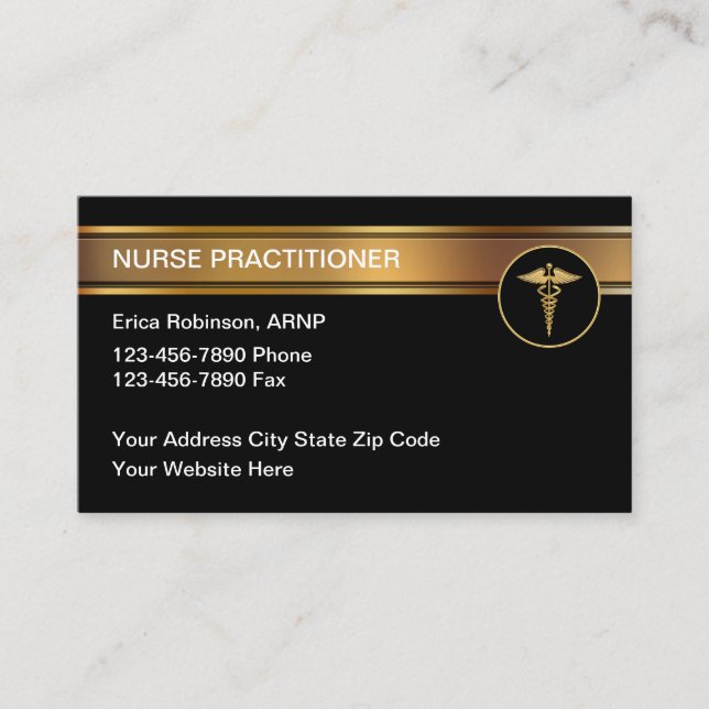 Classy Nurse Practitioner Medical Business Cards (Front)