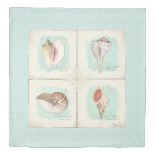 Classy Ocean Beach Shells Elegant Home Decor Blue Duvet Cover