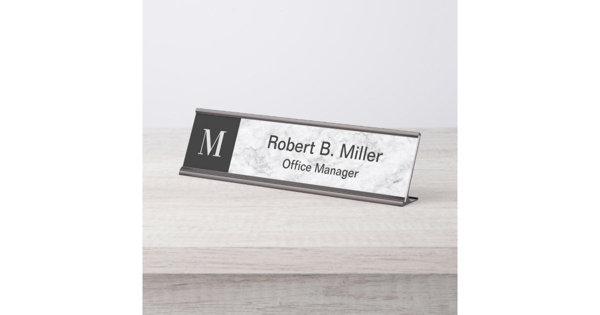 Classy Office Monogram Executive Desk Name Plaque Desk Name Plate