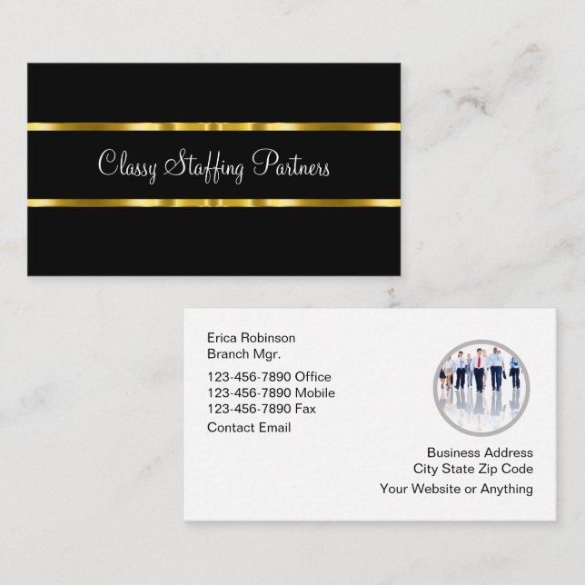 Classy Office Staffing HR Business Cards (Front/Back)
