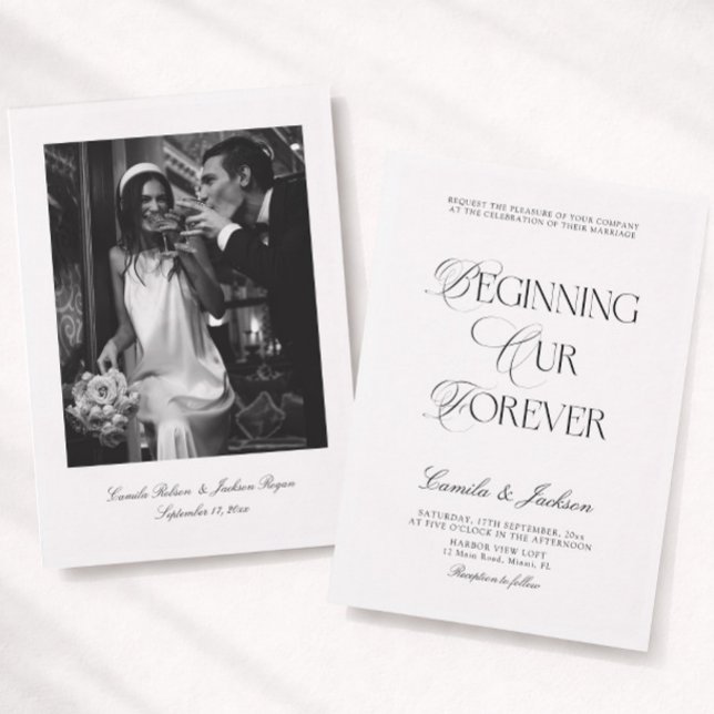 Classy Old Money Black and White Wedding Invitation (Creator Uploaded)