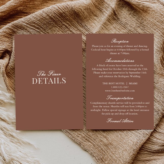 Classy Old Money Mocha Brown Ivory Wedding Details Enclosure Card (Creator Uploaded)