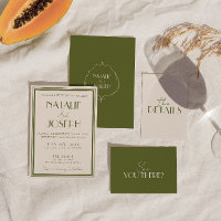 Classy Old Money Olive Green Luxury Retro Wedding