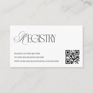 Classy Old Money QR Code Wedding Gift Registry Enclosure Card