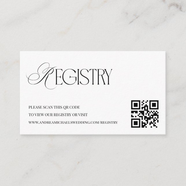 Classy Old Money QR Code Wedding Gift Registry Enclosure Card (Front)