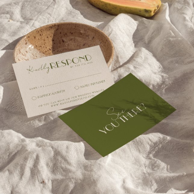 Classy Olive Green Old Money Luxury Wedding RSVP Card (Creator Uploaded)