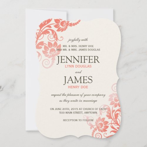 Classy Ombre Coral Wedding Invitations